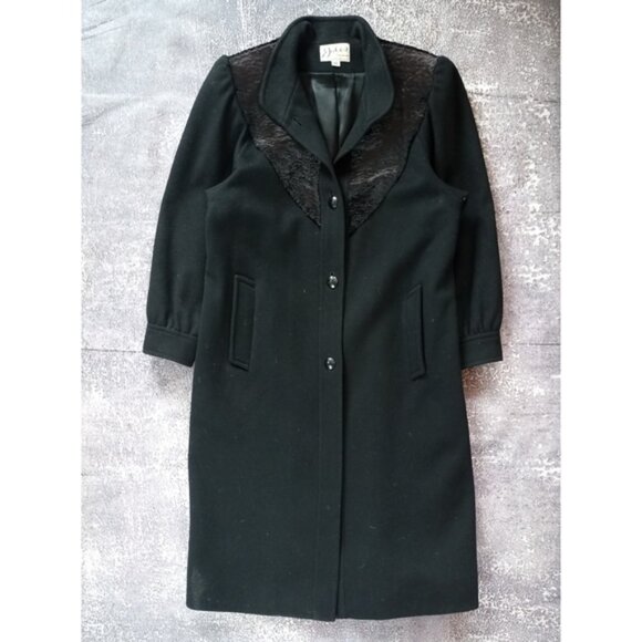 Vintage 60s/70s JULES For Progress Women's Black Coat WOOL